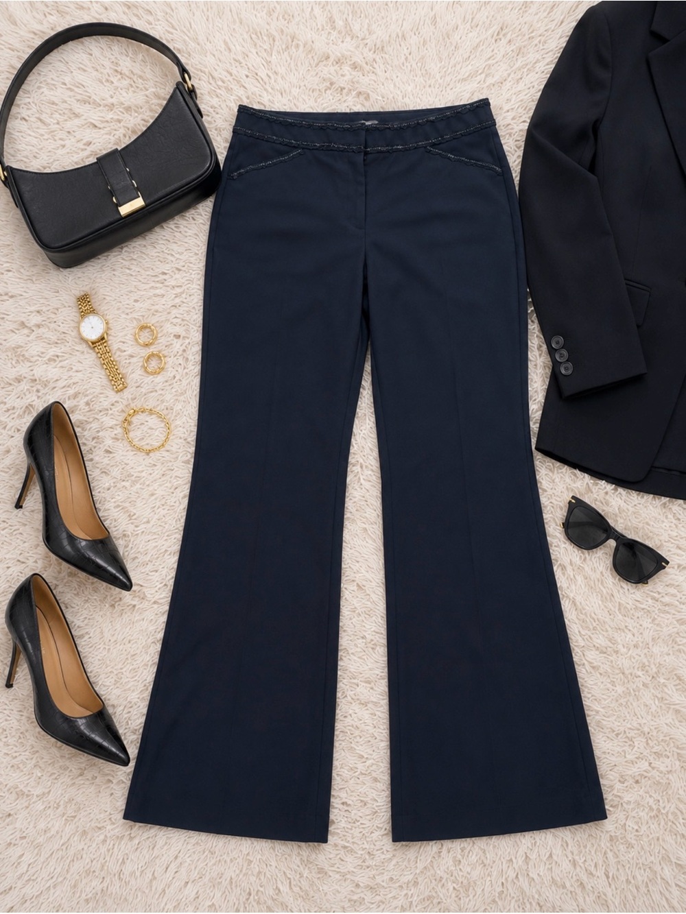 Editor Chain Lace Embellished Waist Dress Pants